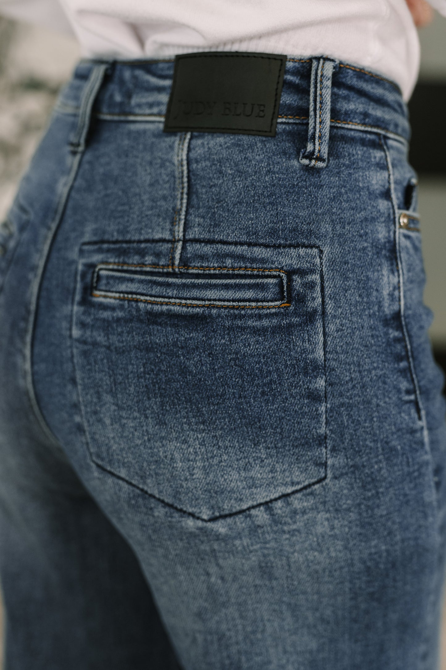 Judy Blue 33" Karla High Waist Column Straight Button-Fly & Back Welt Pkts