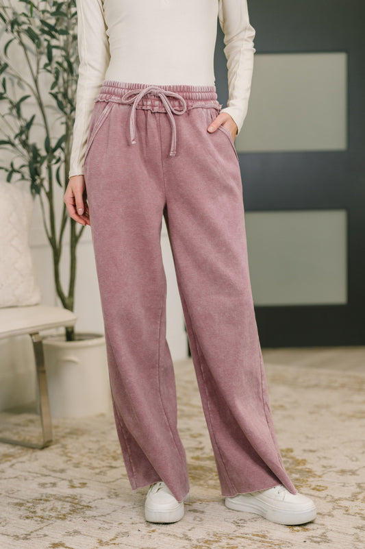 Nights Like This High Waist Palazzo Sweats in Light Rose