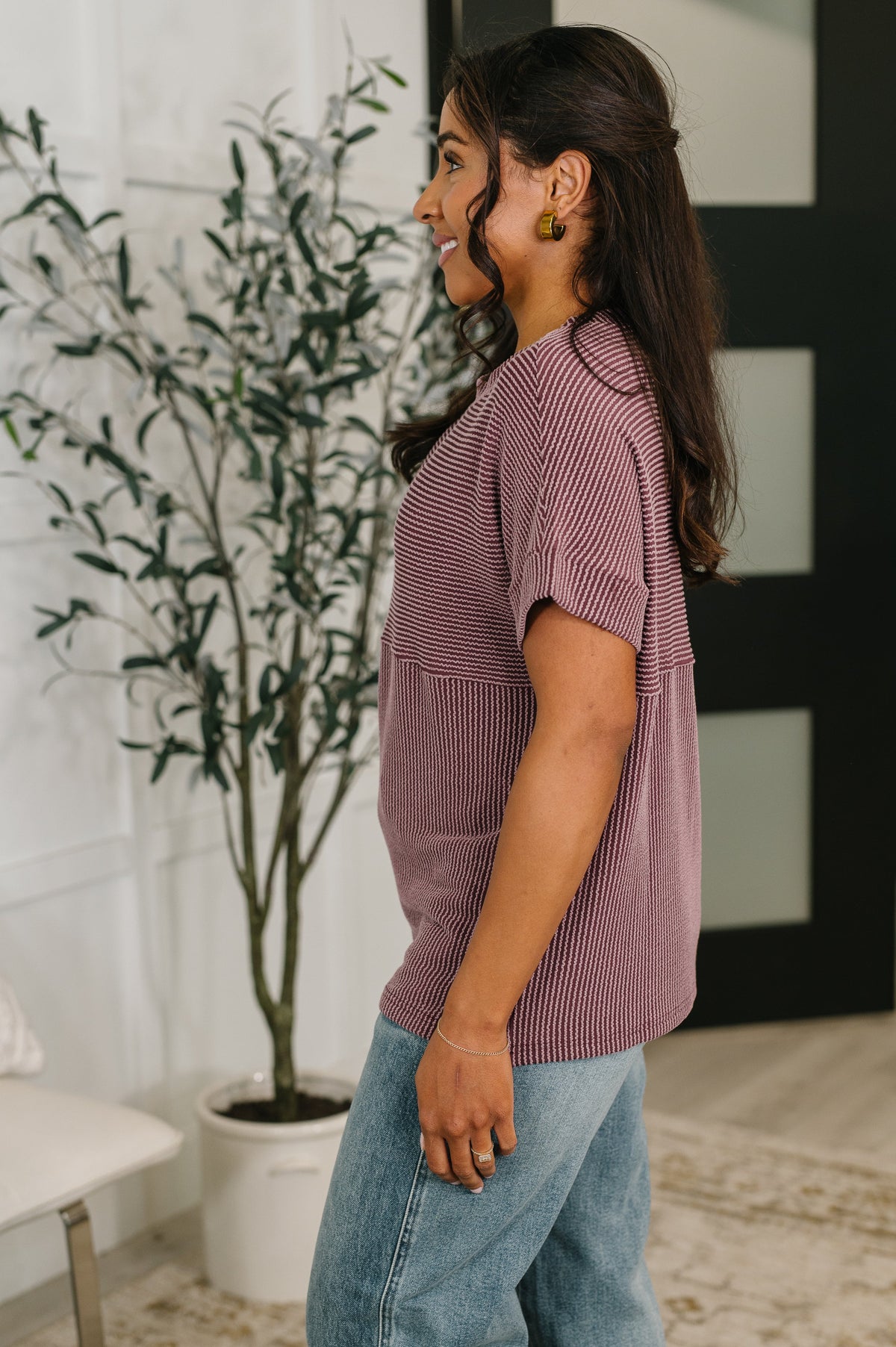 On Repeat Cable Ribbed Knit Tee