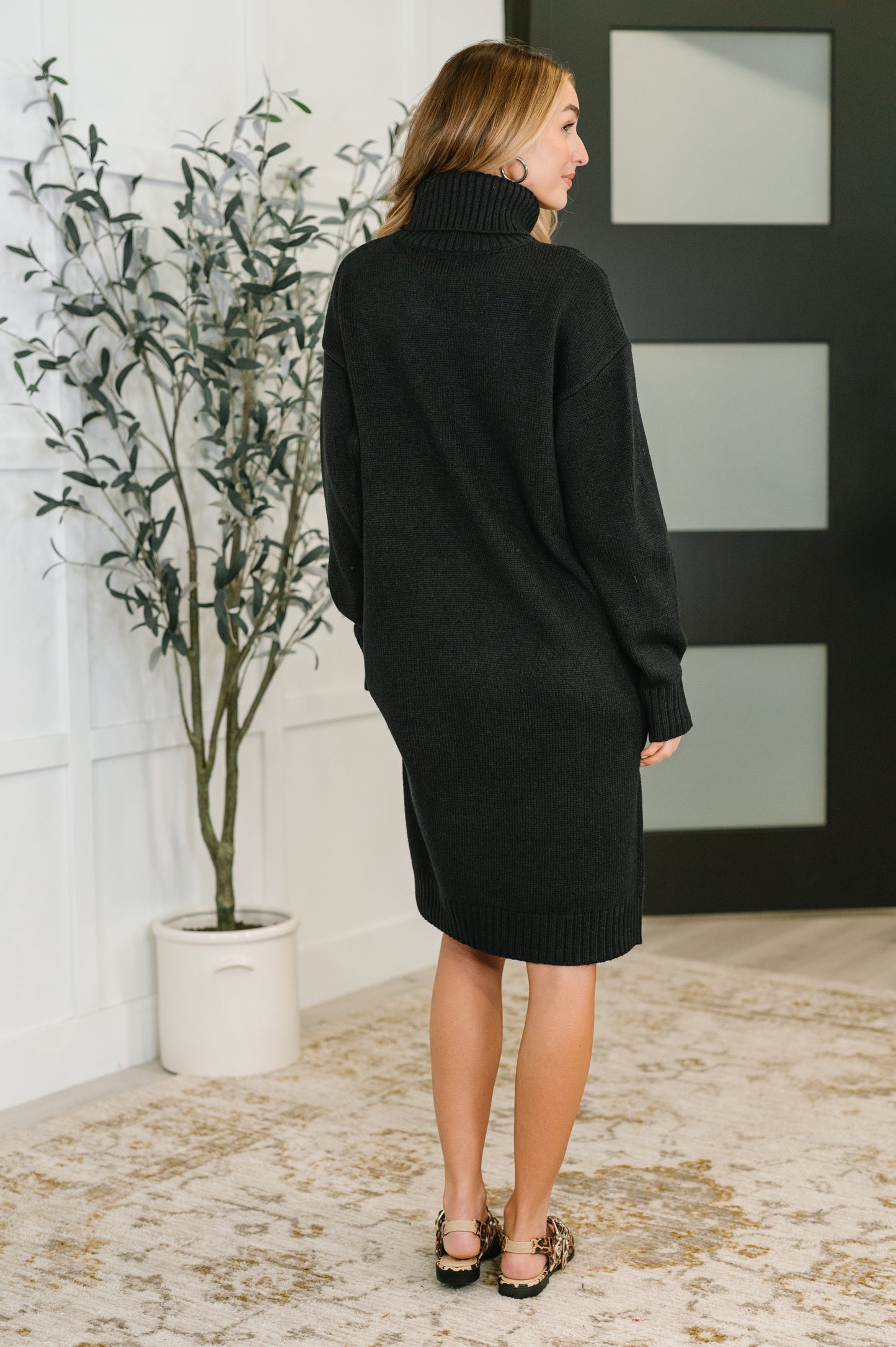 Personal Assistant Turtleneck Dress in Black