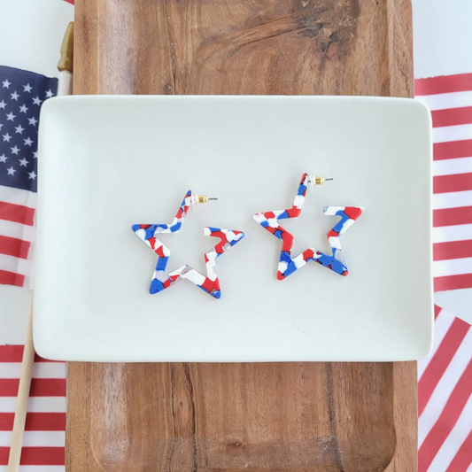 Star-Spangled Acetate Hoop Earrings