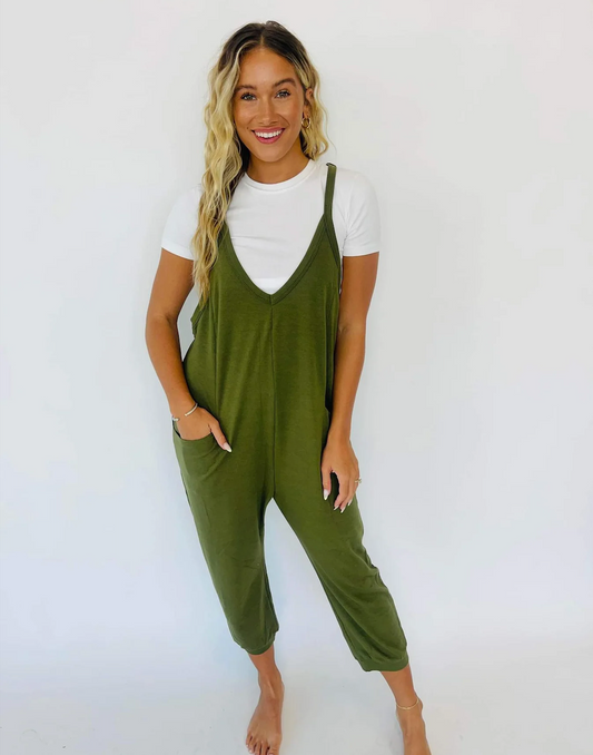 Becky Romper in Army Green
