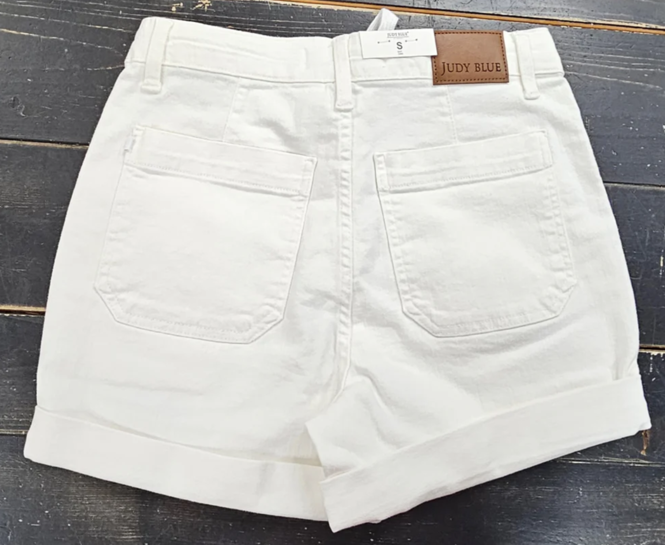 Judy Blue High Waist Cuff Jogger Shorts in White