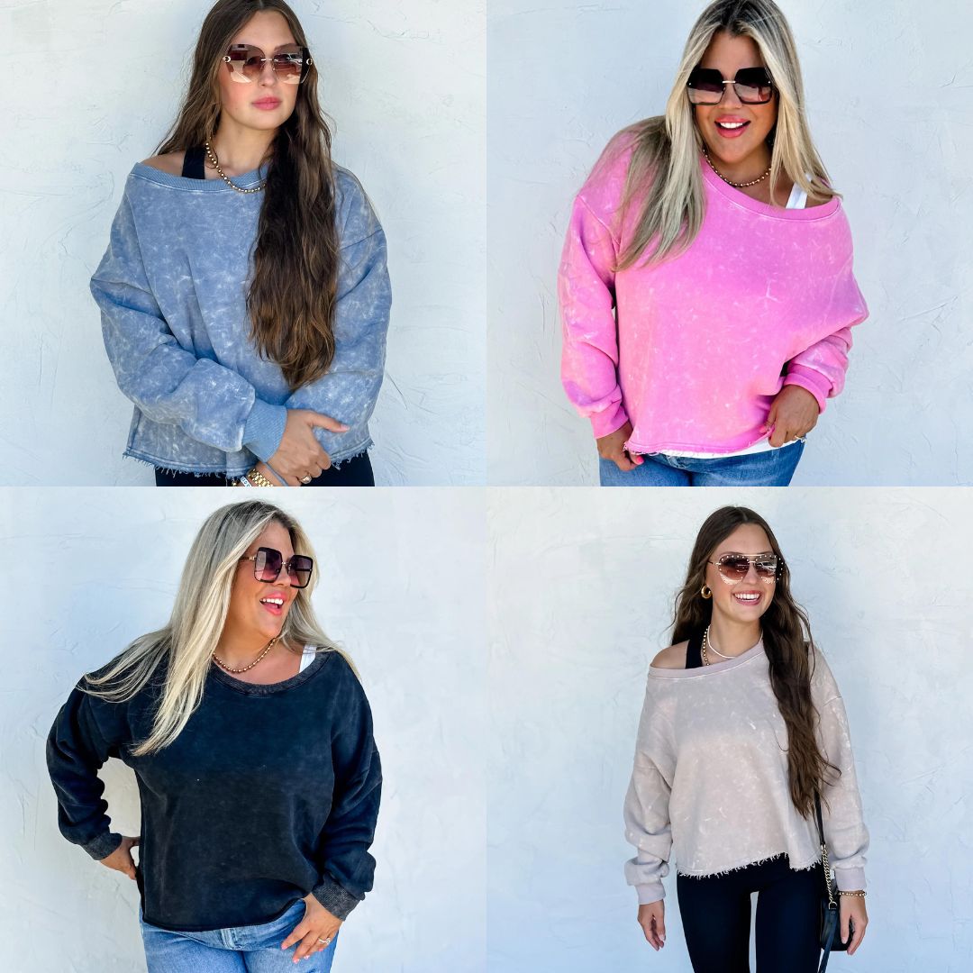 Kali Mineral Wash Sweatshirt In Vintage Pink