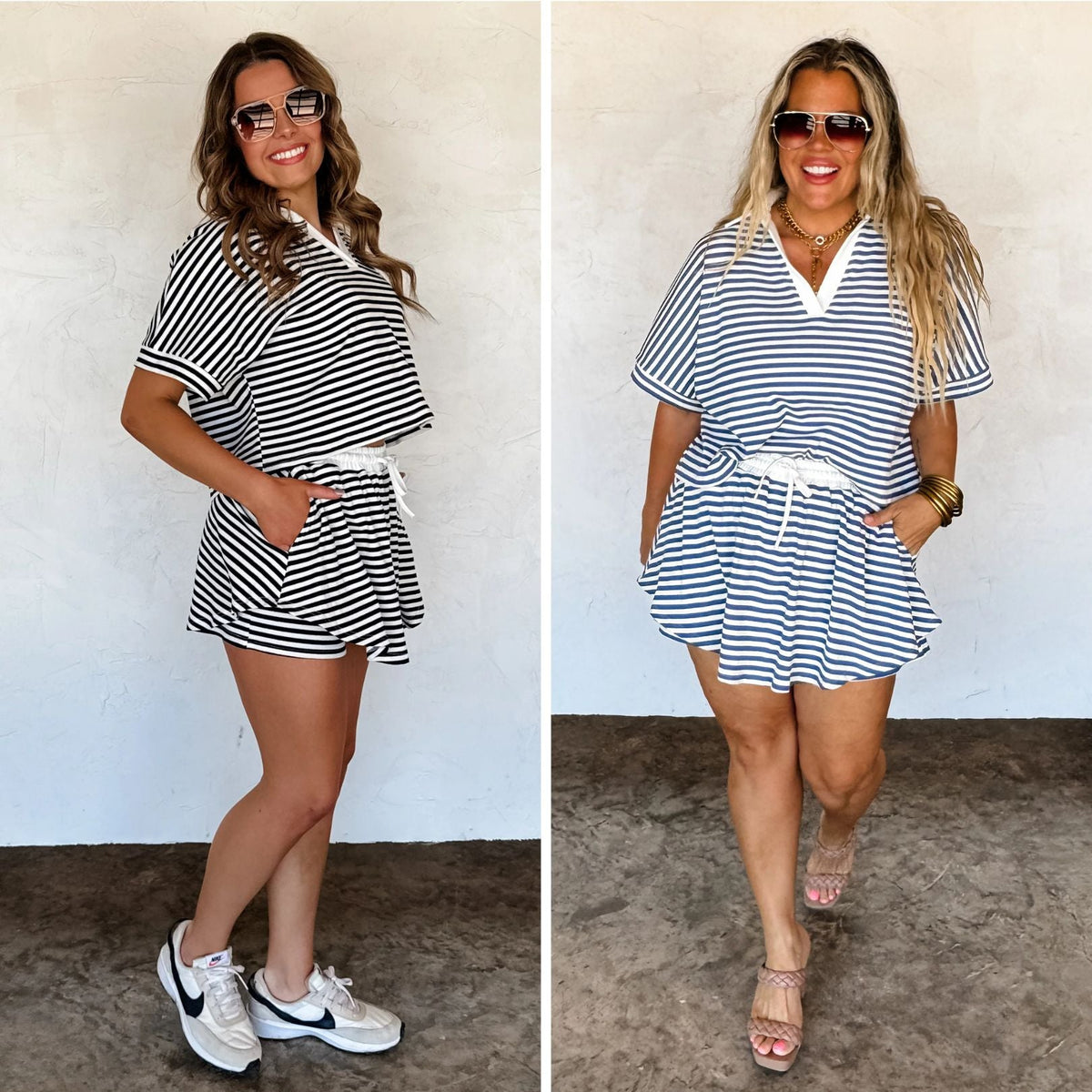 Harbor Stripe Skort Set in Blue