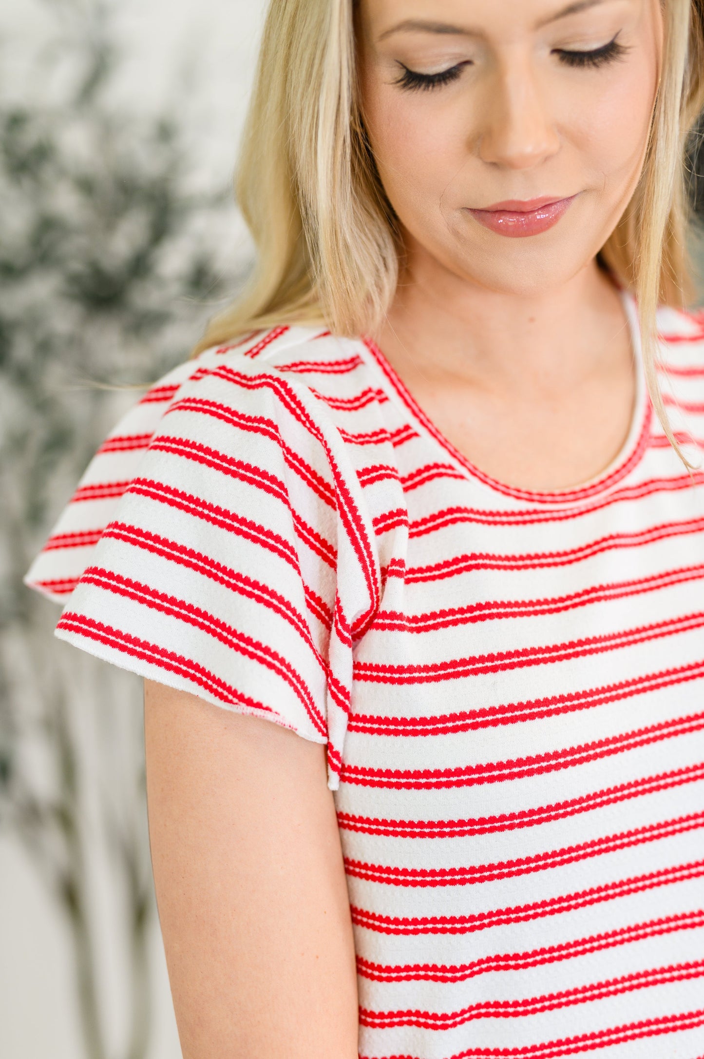 Sunny Stripes Casual Flutter Sleeve Dress