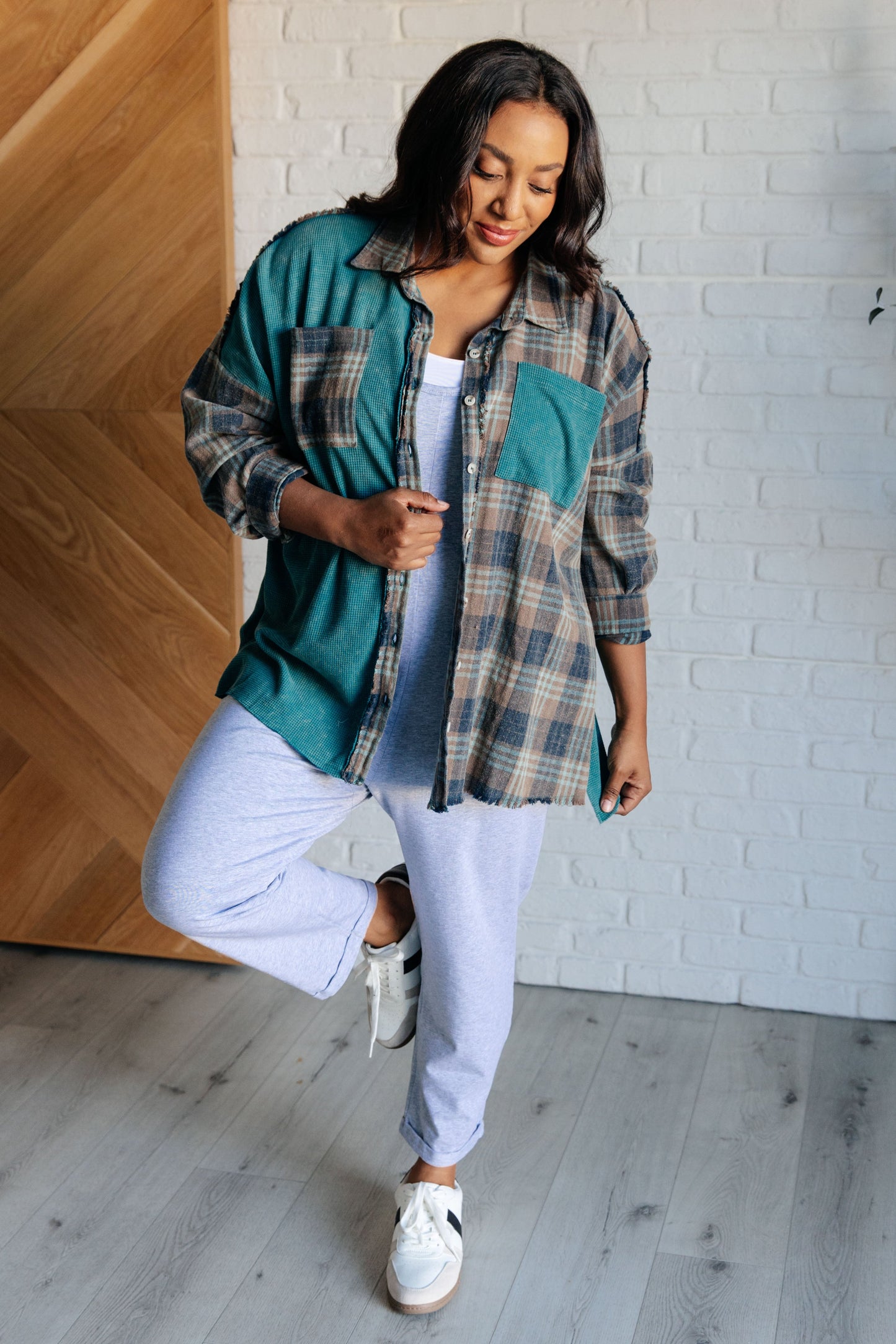Tied for Time Thermal Plaid Button Up