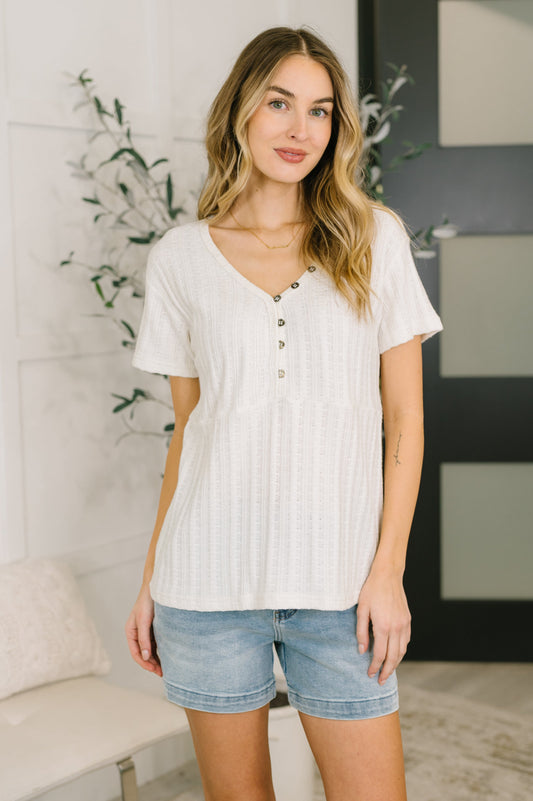 We Should Be Together V-Neck Textured Top