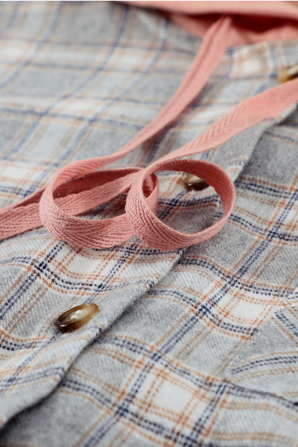 Plaid Hooded Button Down Top