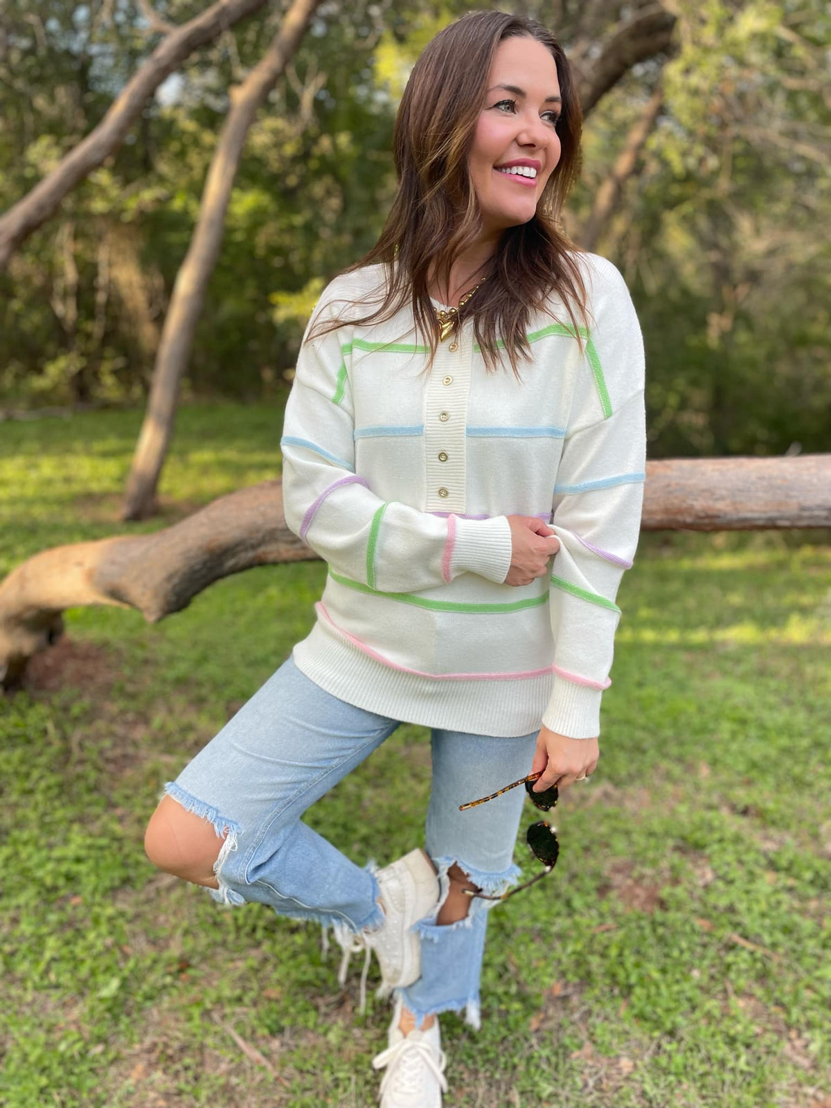 Just Too Good Rainbow Striped Sweater