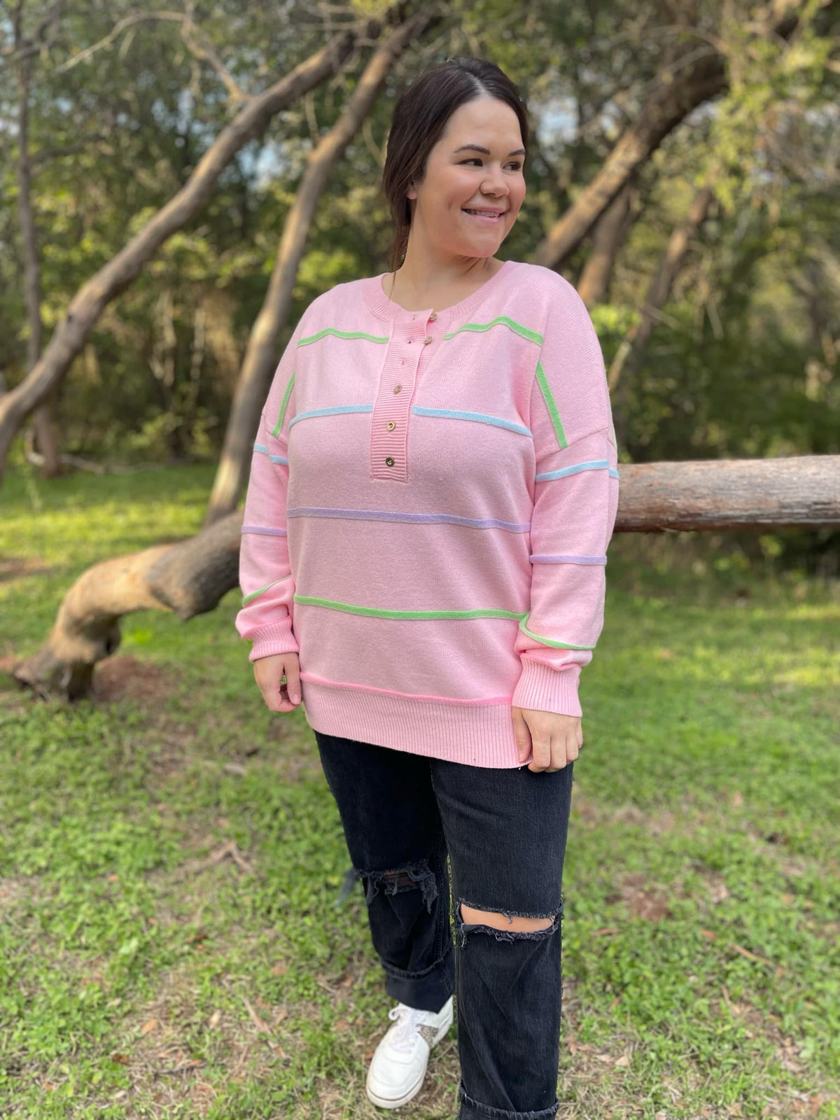 Just Too Good Rainbow Striped Sweater