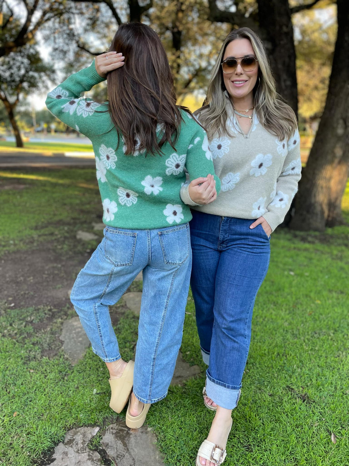 Flower Powered Half Zip Sweater in Four Colors