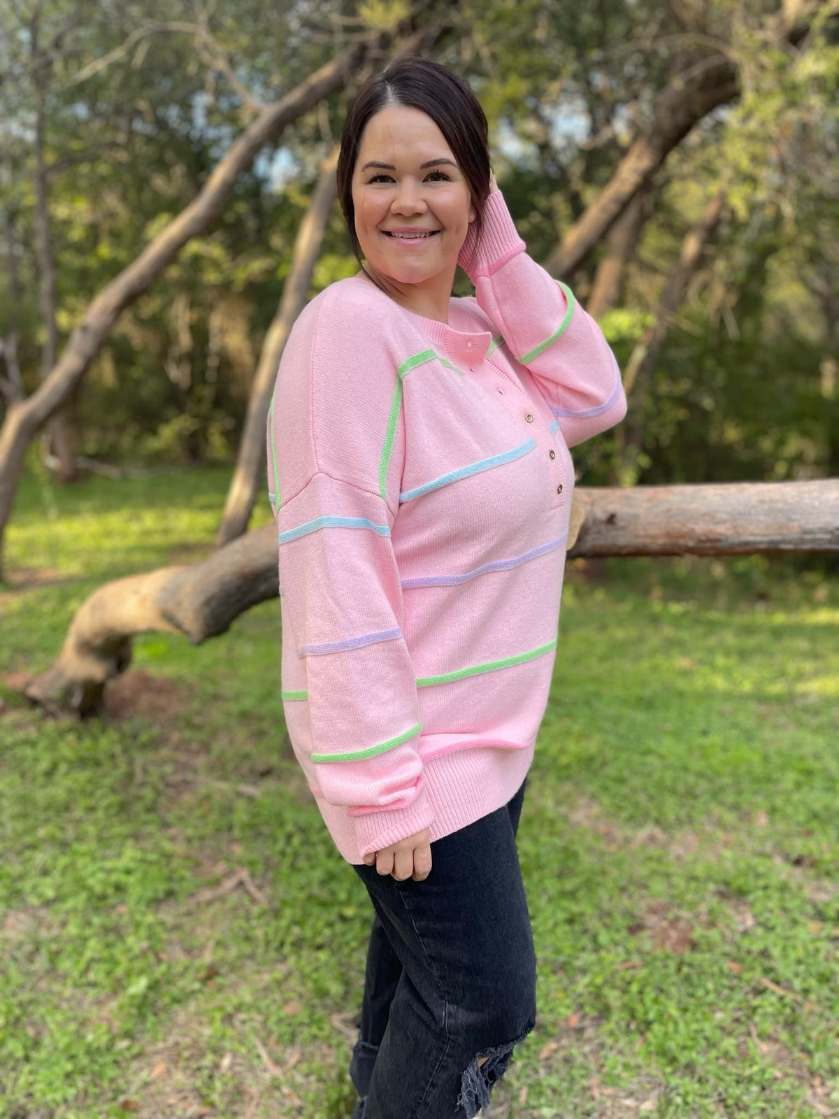 Just Too Good Rainbow Striped Sweater