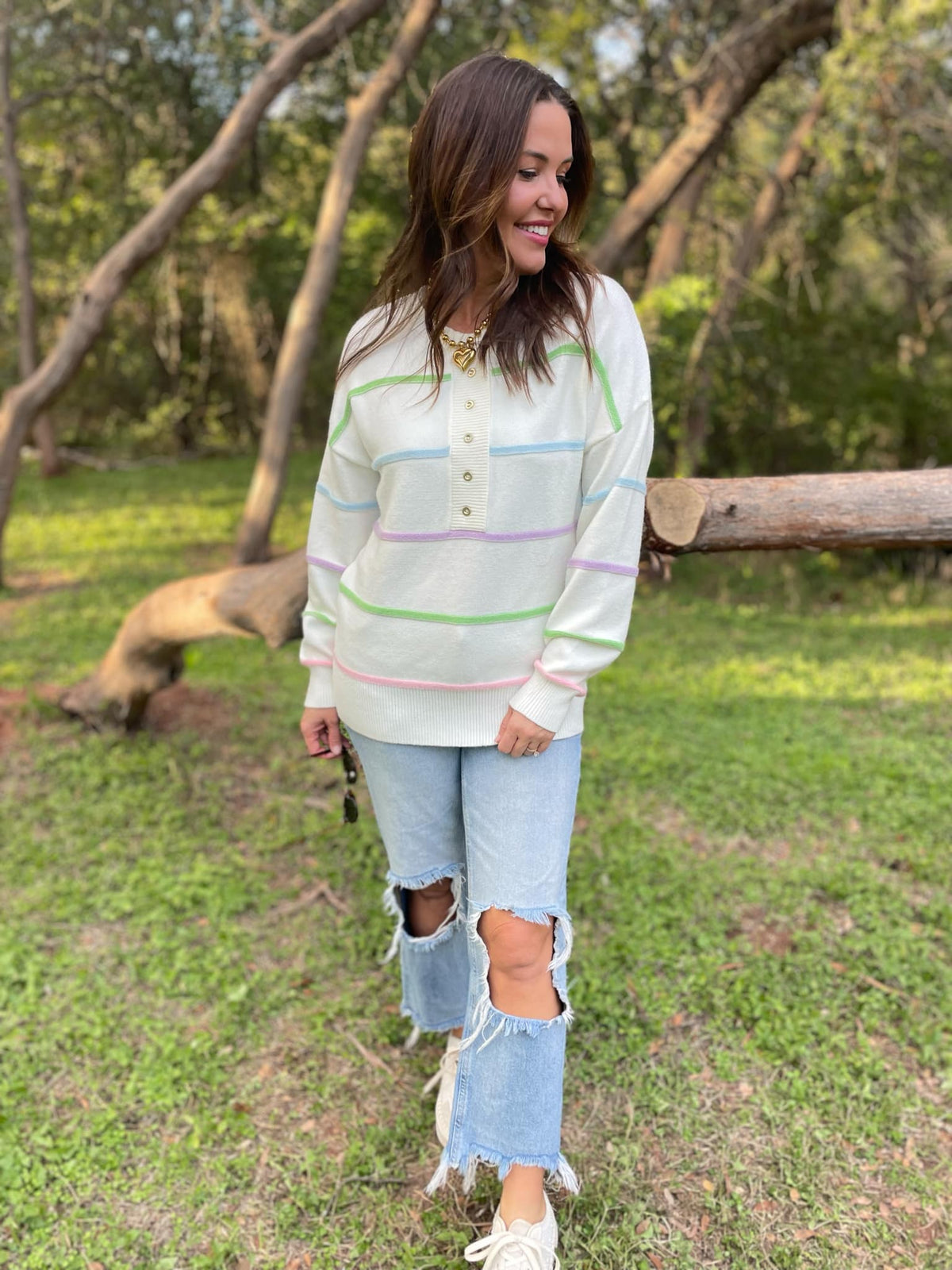 Just Too Good Rainbow Striped Sweater