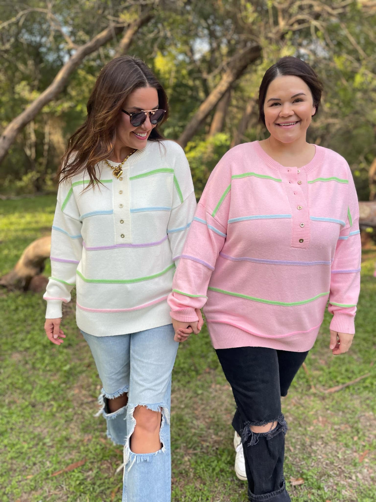 Just Too Good Rainbow Striped Sweater