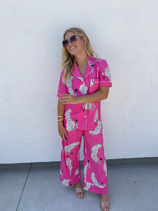 Luxe Lounge Sets in Pink Leopard