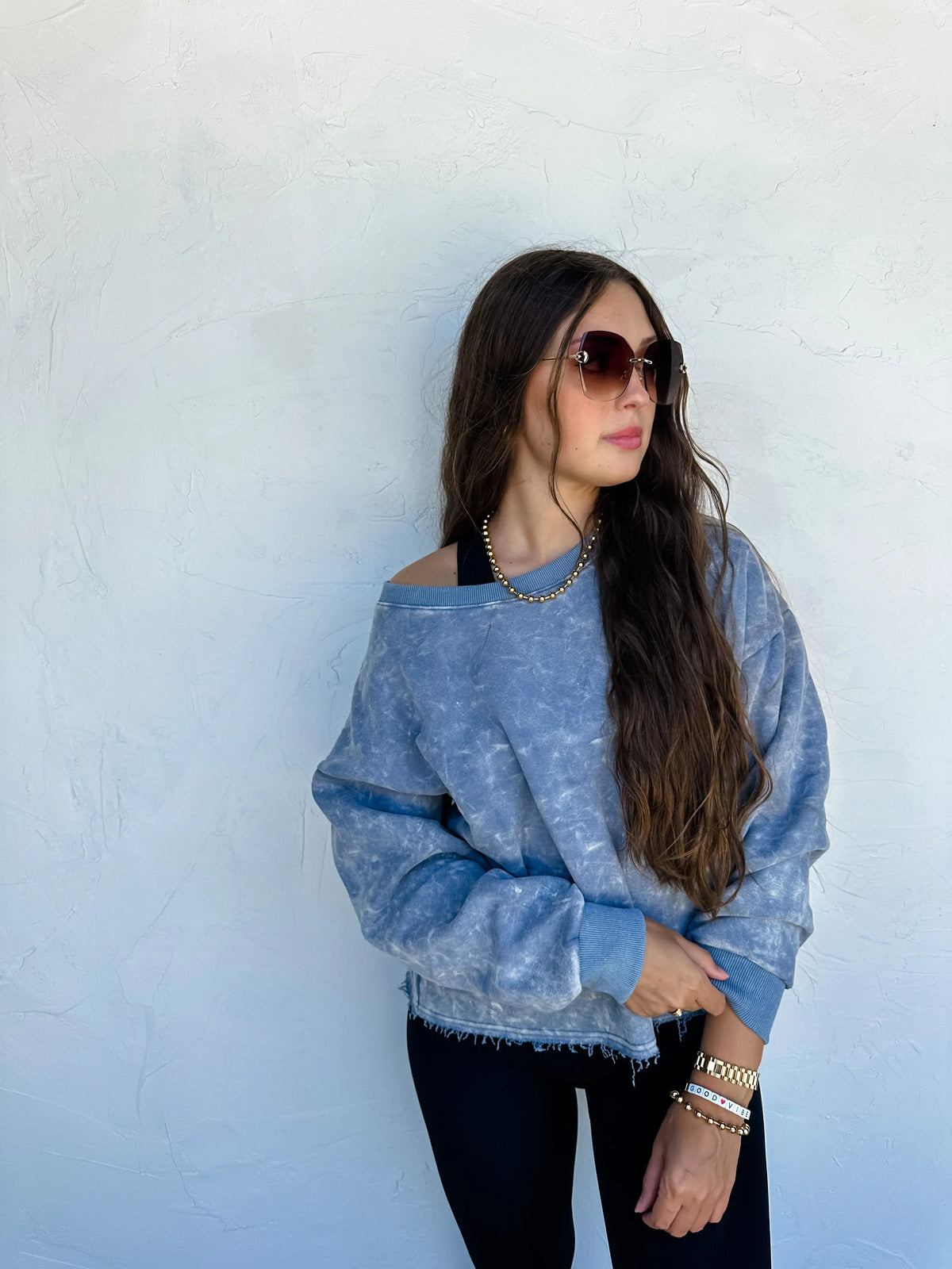 Kali Mineral Wash Sweatshirt In Vintage Pink