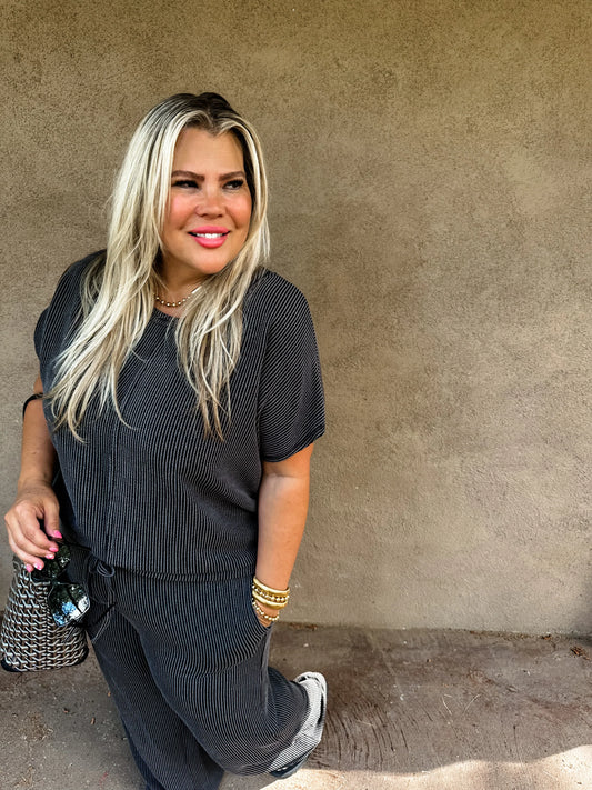 Sophia Ribbed Pants in Black
