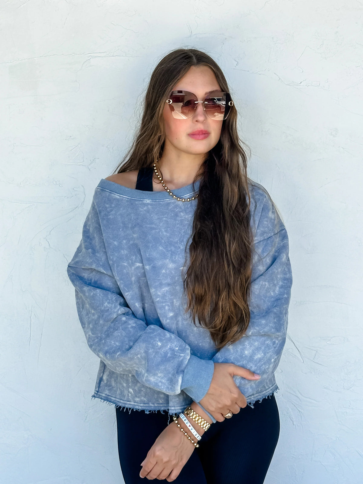 Kali Mineral Wash Sweatshirt In Vintage Pink