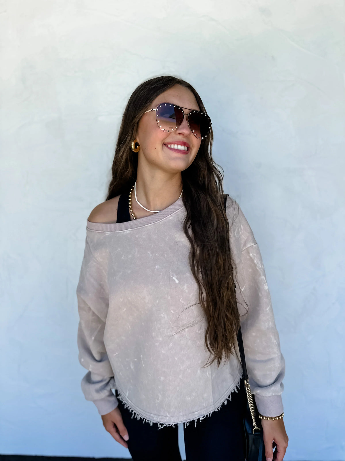 Kali Mineral Wash Sweatshirt In Vintage Pink