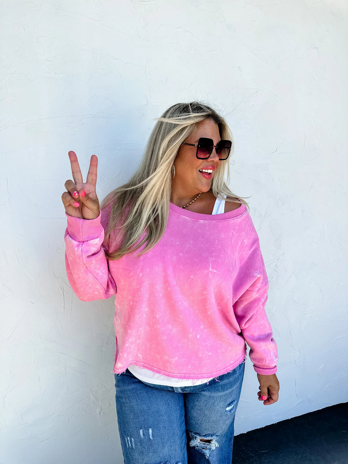 Kali Mineral Wash Sweatshirt In Vintage Pink