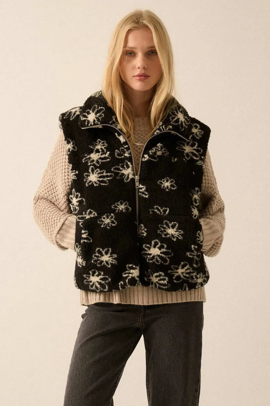 Winter Floral Sherpa Fleece Vest