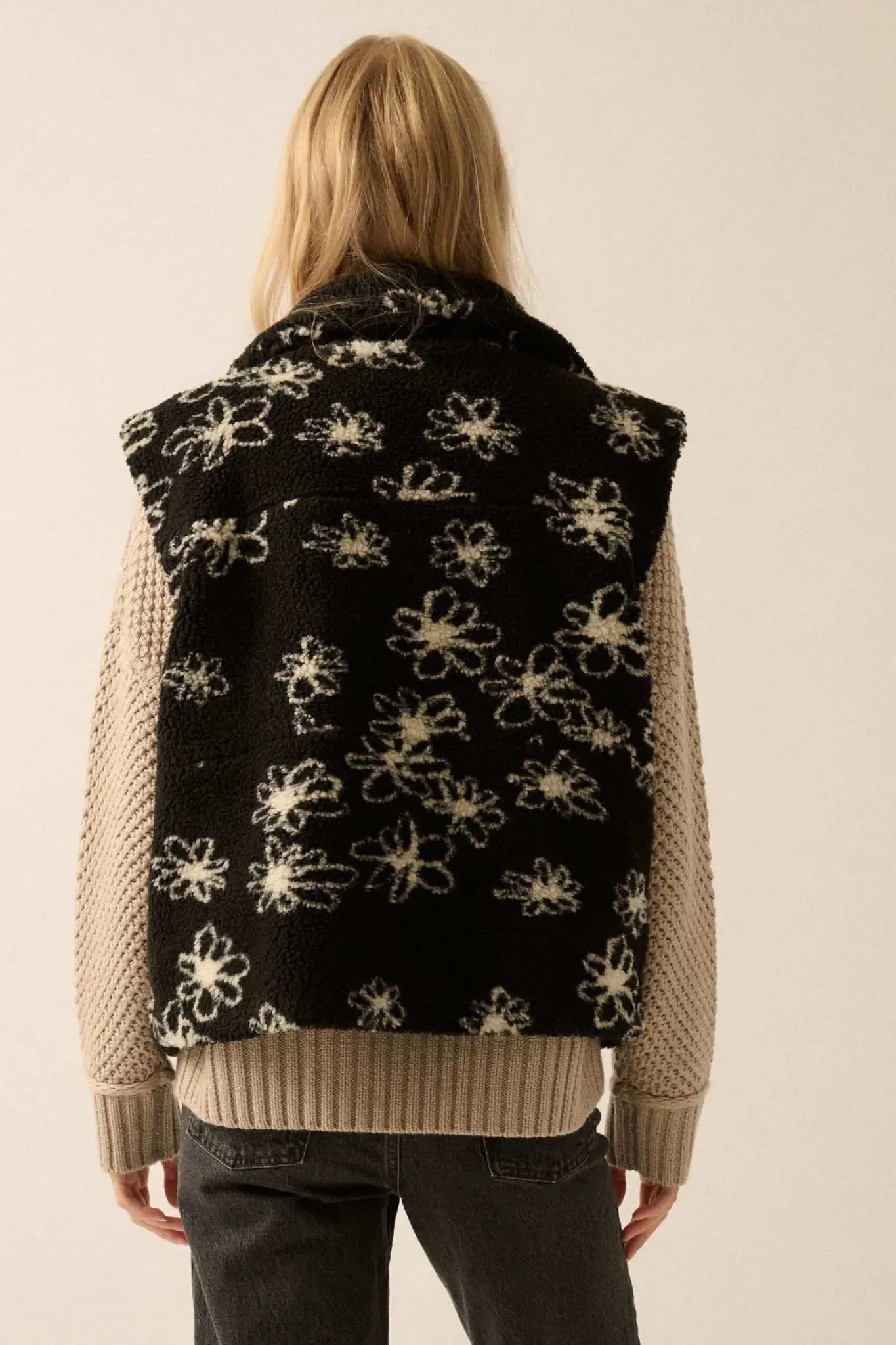 Winter Floral Sherpa Fleece Vest