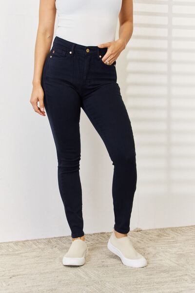 Judy Blue 28" Garment Dyed Tummy Control Skinny Jeans in Navy