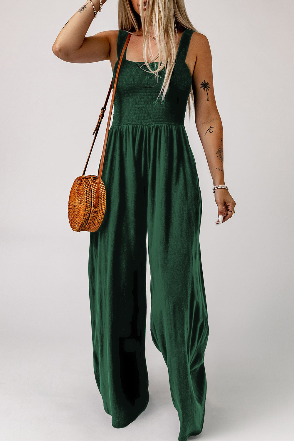 Smocked Top Wide Leg Jumpsuit - 4 Color Options