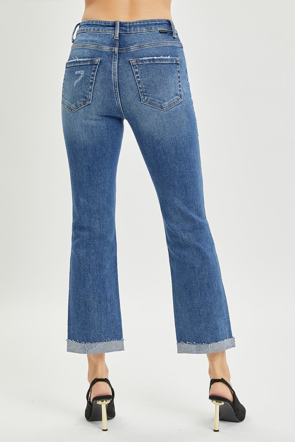 RISEN 27.5" Button Fly Cropped Bootcut Jeans