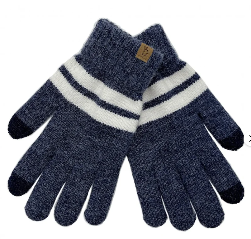 Striped Knit Touch Screen Gloves