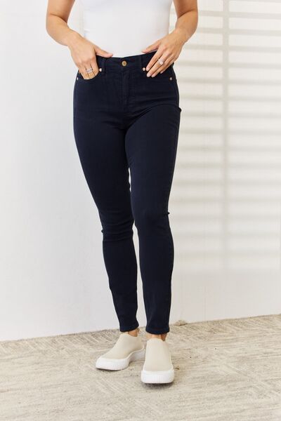 Judy Blue 28" Garment Dyed Tummy Control Skinny Jeans in Navy