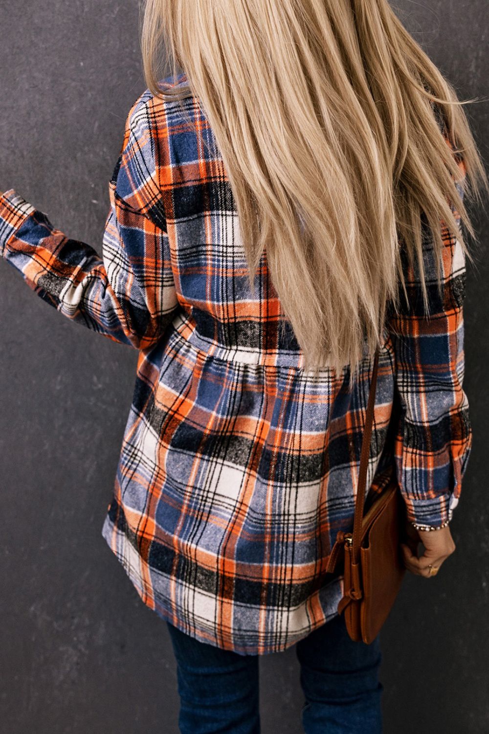 Plaid Button-Down Peplum Top